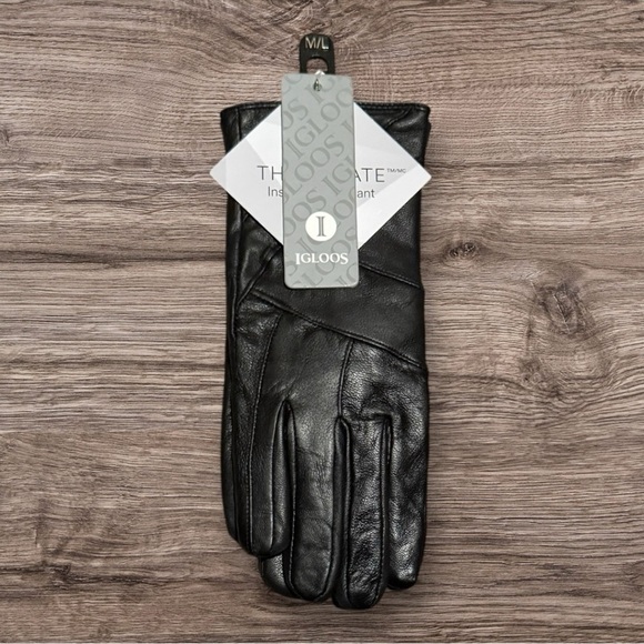 Igloos Black Leather Women’s Gloves NWT - Picture 1 of 5